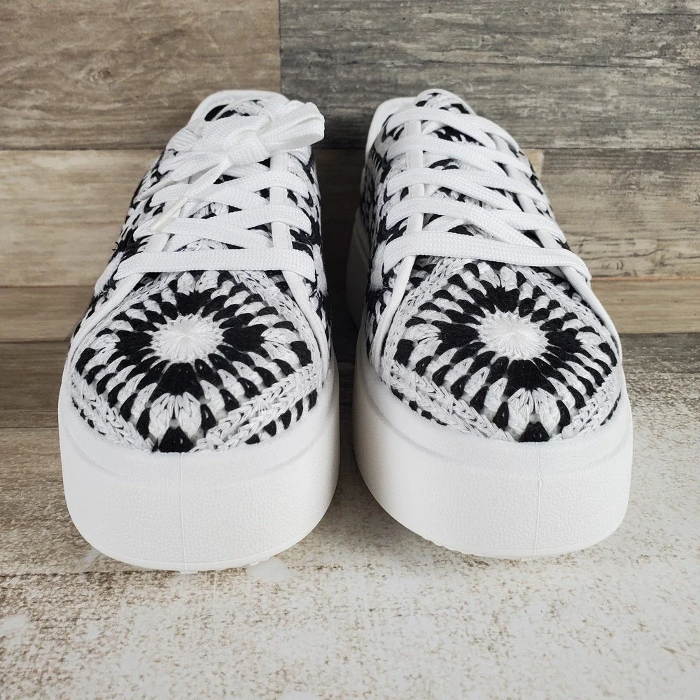 Dirty Laundry Recreation Womens Shoes Sz 6.5 Black White Multi Platform Sneakers